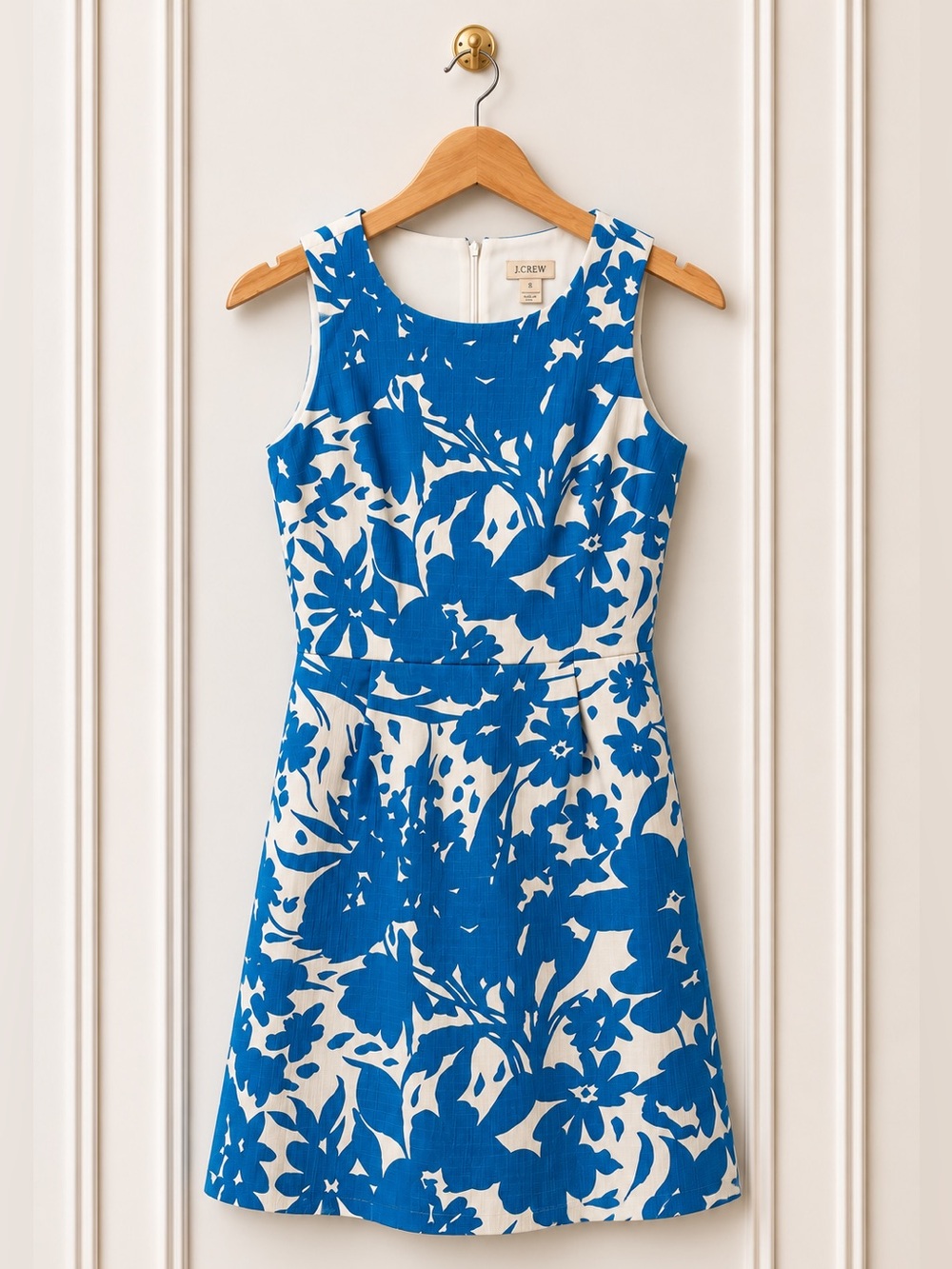 J.Crew Blue White Floral Cotton Shift Dress Size 00 Resort Vacation Dress